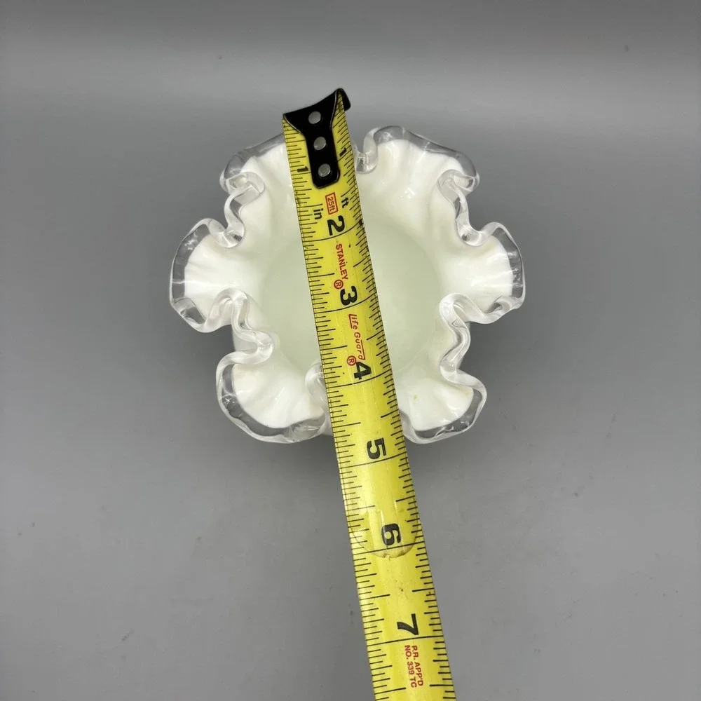 Vintage Fenton Rose Bowl Glass Ruffled Edged 4